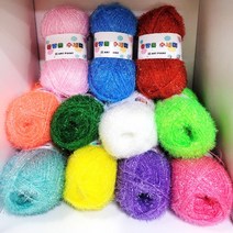 물방울 아크릴 수세미실 12가지 색상 80g, 형광주황색