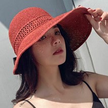 왕 리본 포인트 여자 휴양지 휴가 바닷가 패션 모자