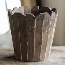 고재 빈티지 스튜디오 갤러리 한옥 소품 Aoun 모자이크 단단한 나무 식물 화분에 심은 화분 러프한 미적 느낌 와비사비 일본 디자인 스타일 복고풍 발코니 꽃 화병, 큰 오래된 나무 통 꽃병