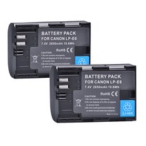 LP-E6 배터리 캐논 EOS 5D 마크 IV R II 3 6D 7D 7DII + 충전기 케이스, 06 2 batteries