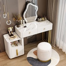 남쪽나무 럭셔리 공주 북유럽 화장대 서랍장세트LED 화장대, 100CM, 화장대+캐비닛+거울+의자A, 백금