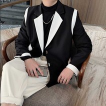 남성 무대의상 흑백 대비 칼라 블레이저 공연복
