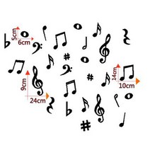 방음벽 실내 차음시트 뜨거운 판매 28 비닐 음악 뮤지컬 노트 다양 한 팩 벽 장식 데 칼 스티커 홈 미술 벽, 16 라이트 옐로우
