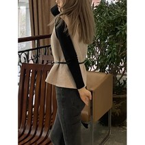여성 방모 조끼 울 양털 조끼 캐쥬얼 브이넷 베스트 오버핏 루즈핏 따뜻한 겨울