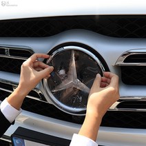 [mansubmall] 벤츠 GLS클래스 앞범퍼 디스트로닉 엠블럼 흠집방지 PPF보호필름 투명 시트지 스티커 튜닝용품, 대형(18cm)