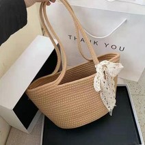 레이스 리본 밀짚숄더백 여름가방 바캉스가방 휴가가방 여성가방 숄더 토트