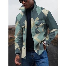 빅사이즈 남성 특이한 화려한 패턴 프린팅 스탠드 카라 자켓 힙합 스트릿 레트로