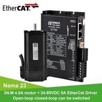 Rtelligent Nema 23 1/2/3N.M 6A 24 80V DC EtherCAT Fieldbus 스테퍼 모터 드라이버가있는 폐쇄 루프 스테퍼 모터 CNC mechine, 1개, 단일, ECT60 with 57A3ED