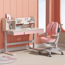 [키즈각도조절책상] 에스메라다 어린이 바른자세 높이조절 책상 의자 세트, 핑크 세트