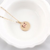 14k/18k 동글 쥐띠 미아방지 목걸이, 18k 3푼체인, 기본잠금장식, 고급선물패키지