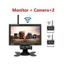 트럭후방카메라 차량 무선 역방향 카메라 트럭 용 7 인치 lcd 모니터 버스 rv 트레일러 굴삭기 자동차 모니터 12v 24v 후면보기 카메라 224, 두 대의 카메라