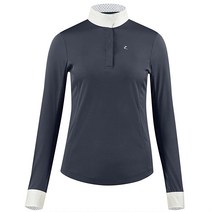 HORZE Blaire 여성용 긴소매 Nanotex 승마 라이딩 대회용 쇼 셔츠 UPF 30+ 자외선 차단, 10, Dark Navy