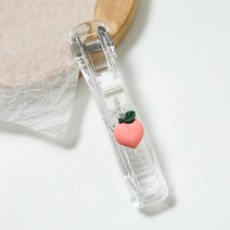 일호장신구 투명 과일 클립퍼 클립 집게 문구 사무 용품 학생 학용품 서류철, 투명과일클립퍼(복숭아), 투명클립퍼리필8EA(실버)