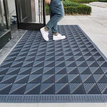 호텔 도어매트 실내 흙방지 미끄럼방지 고무매트, 60x90cm(회색바탕 붉은 브러시)