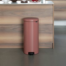 Brabantia Brabantia 발로 작동하는 쓰레기통 30L 스테인레스 스틸 가정용 주방 뚜껑이있는 대용량 쓰레기통, 발로 조작하는 붉은 복숭아 가루 30L