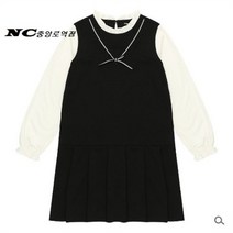 [에꼴리에] SH02 여자 심플 분또 플리츠 원피스 블랙 긴팔 블라우스 원피스 NC중앙로역