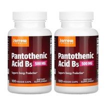 (1+1)자로우 포뮬라 판토텐산 B5 Pantothenic Acid B5 500mg 100캡슐, 2개, 100정