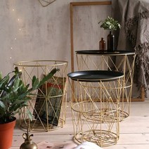 더준 철제 북유럽 수납 사이드테이블, 중형