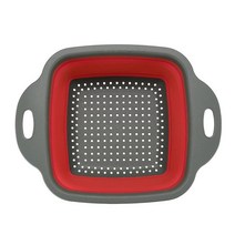 과일세척기 Fruit Vegetable Washing Machine 접이식 실리콘 드레인 바구니 야채 과일 세척 바구니 접이, 05 rectangle-red_01 S