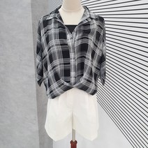 에이비에프지 밑단셔링 포인트 체크 블라우스 ASW2HB34D