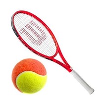 Do It 테니스 윌슨 로저 페더러 프리스트렁 주니어 라켓(레드/화이트) 어린이 트레이닝, 25 Inch Racquet, Orange Tennis Balls