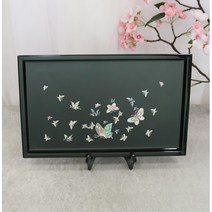 전통 자개 나비 쟁반 트레이 단체 답례품 기념품 디저트 트레이 쟁반장식, 블루