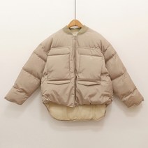 투포켓 웰론 루즈핏 블루종 언발기장 여성 숏패딩