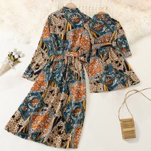 모녀 원피스 시밀러 엄마딸 맘 커플 룩 엄마와 딸 빈티지 긴 소매 드레스 봄과 여름 패밀리 세트 나 옷 가족 의상