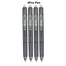 0.7mm 마술 지울 수있는 펜 압박 젤 세트 8 개의 색깔 보충 물 막대 잉크 문구 용품 철회 가능한 빨 손잡이, [40] Black-4pen