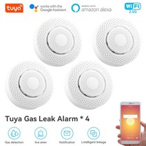 가스 누출 누설 측정기 감지기 휴대용 tuya wifi 가연성 연기 경보 co2 voc 공기 품질 모니터 센서 홈 보안 보호 스마트 라이프 app 제어, 4개