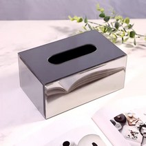 북유럽 티슈케이스 유리 디스펜서 휴지 커버 테이블 직사각 케이스, 1개, 그레이 스몰