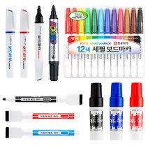 모나미 보드마카 라인플러스 지우개 마카 자바 세필 칼라 12색 마커, 7-1. 세필보드마카 12색세트
