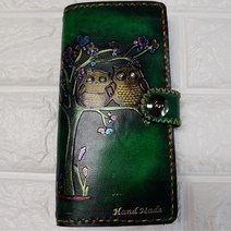 여기공방 수제통가죽 휴대폰케이스(부엉이두마리)