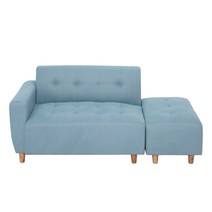 [한정수량 추가즉시할인] 에보니아 뮤즈 패브릭 2인용쇼파 스툴포함, 우형 민트블루