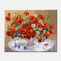 모모픽스페인팅 diy 명화그리기 40x50 I25 붉은 양귀비물감2배 아크릴 유화 색칠하기 꽃그림