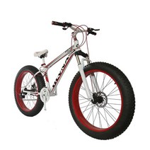 광폭타이어자전거 MTB 산악자전거 빅와이드 굵은타이어 4.0 20인치 자전거, 7단, 화이트+레드
