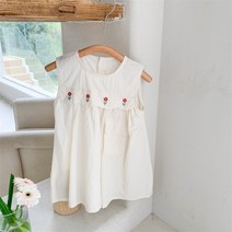 PigPug 일본 아동복 소녀 원피스 22 여름 양기 아동 루즈한 자수 캐주얼 조끼 스커트