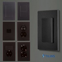 틸인스 Ti2 다크블랙 전기 스위치 매립 콘센트 커버 교체 방 벽 인테리어 USB 방우형, 13.Ti2다크블랙_콘센트 1구