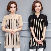 SAMARA 빅사이즈 고급스러운 스트라이프 블라우스[MW05174LJ]