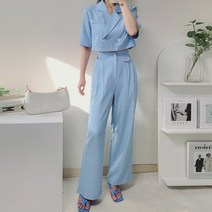 (SET) 페이브 더블 크롭 자켓 셋업 2color 시원한 세트 하객룩 오피스룩 fave