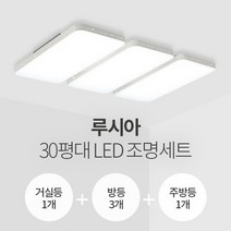 더엘이디 루시아 30평대 LED조명 세트 (거실1+방3+주방1 서울반도체칩 KC인증), 화이트