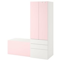 이케아 스모스타드 / PLATSA 플랏사 수납콤비네이션 - 화이트 페일핑크/+벤치 150x57x181 cm