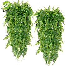 벽면녹화 플랜트월 수직정원 벽걸이화분 1pcs 90cm 페르시아 고사리 잎 덩굴 방 장식 매달려 인공 식물 플라스틱 잎 잔디 웨딩 파티 벽 발코니 장식, 끈적한 후크