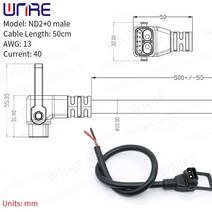 전기자전거 전기자전거렌탈 스쿠터 소켓 전자 자전거 배터리 커넥터 30-50A IP67 2 + 5 0 방수 플러그 전, 02 2 0 male, 02 2 pcs