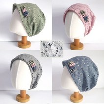 원더풀데이즈 이중레이스두건 4color 봄 여름 항암모자 고급소재 패션두건 암환자용 중년여성 선물