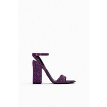 독일 자라 ZARA 글리터 블록 힐 샌들 - 퍼플 100480