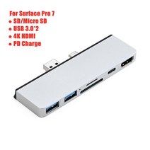 [해외] MICROSOFT SURFACEPRO 7PRO 4PRO 5PRO 6 USB 3.0 카드 리더 허브 SDTF MICRO SD 용 4K HDMI 10MB 기가비트 이더넷 어댑, 스페이스 그레이