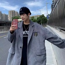 코듀로이 재킷 남성 봄과 가을 캐주얼 셔츠 스탠드 칼라 옷 남성 잘 생긴 브레스트 슈트 재킷