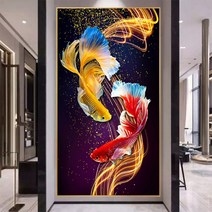 대형 보석십자수 황금잉어 물고기 잉어 비즈붙이기, 60x110cm