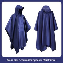여성 남성 레인 코트 일회용 우비 캠핑 등산 골프 배달 오토바이 판초 우의 3 in1hoodedrainponcho 자켓 성인 야외 텐트 매트 다기능 방습 매트, 바다색